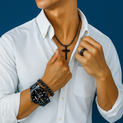 Reloj en Juego Geneva de Acero | 4 Piezas