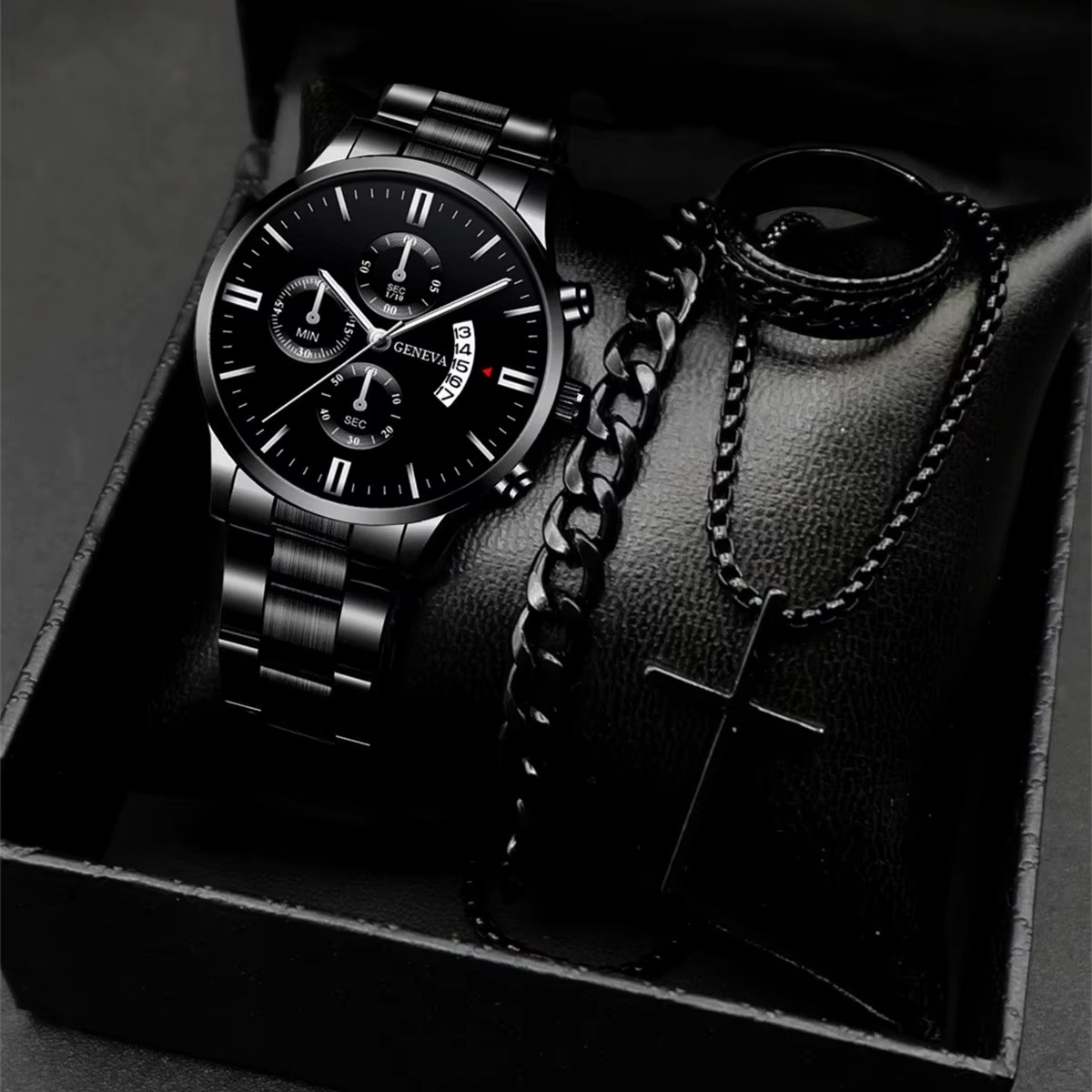 Reloj en Juego Geneva de Acero | 4 Piezas