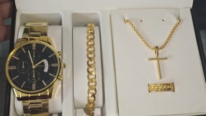 Reloj en Juego Geneva de Acero | 4 Piezas